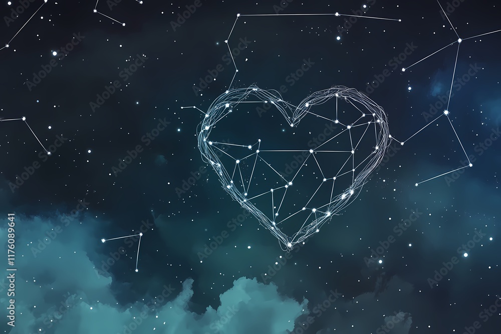 Heart-Shaped Constellation Wallpaper and Background Design Heart-Shaped Constellation Wallpaper and Background Design