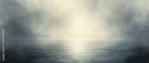 Misty, fogged ocean scene.