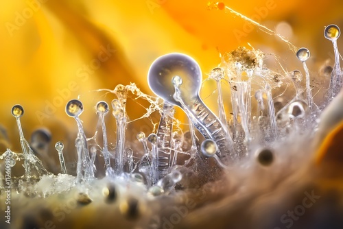 Dramatic Wallpaper Background of a Microscopic Bacterial Spore Germination photo