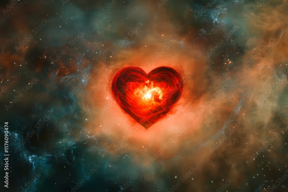 Glowing Red Heart Surrounded by Swirling Mist Wallpaper Background Glowing Red Heart Surrounded by Swirling Mist Wallpaper Background