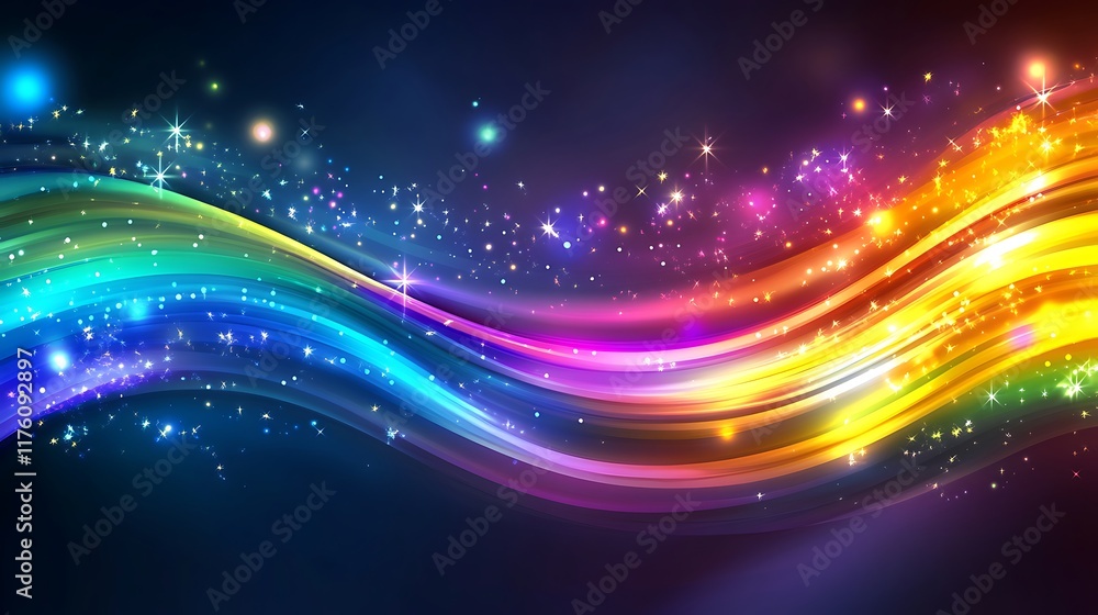 Obraz premium Rainbow Waves Glitter Sparkle Background Design