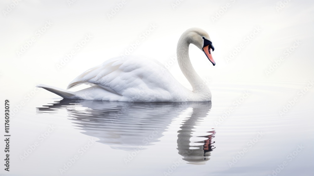 Fototapeta premium Graceful Water Bird Reflecting in Nature's Lake