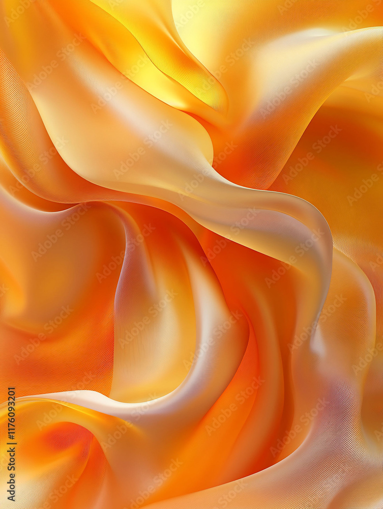 Obraz premium Abstract close-up of flowing, luxurious, orange-gold silk fabric.