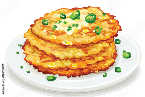 Cheddar Jalapeo Corn Fritters isolated illustration