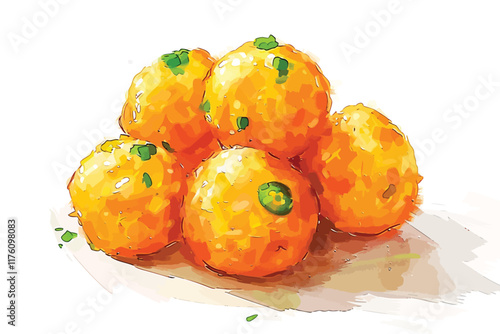 Cheddar Jalapeo Corn Fritters isolated illustration