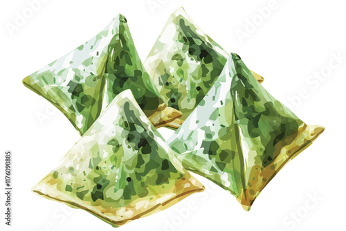 Mini Spanakopita Triangles with Feta isolated illustration