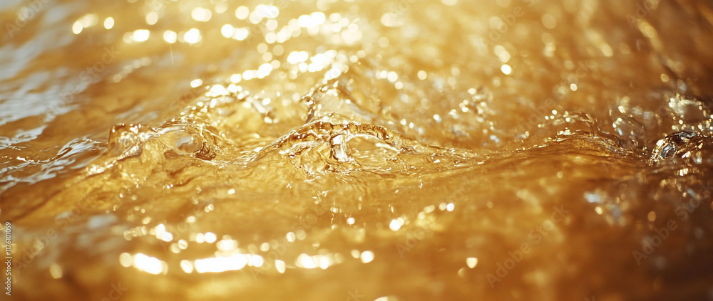 Golden water surface with ripples and bubbles. Golden water surface with ripples and bubbles.