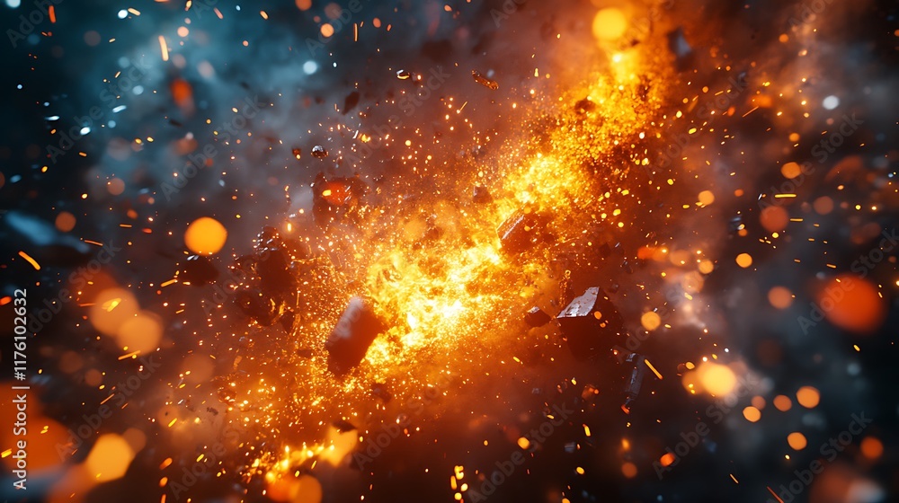 Obraz premium Explosive cosmic event in space digital art abstract environment