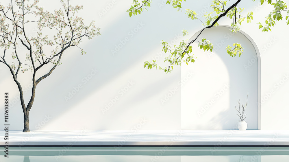 Obraz premium Chinese style garden architecture background e-commerce product exhibition booth