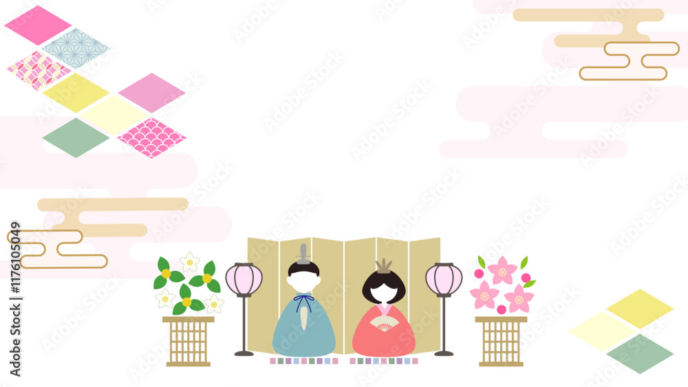 シンプルで可愛いひな祭りの背景イラスト素材 シンプルで可愛いひな祭りの背景イラスト素材