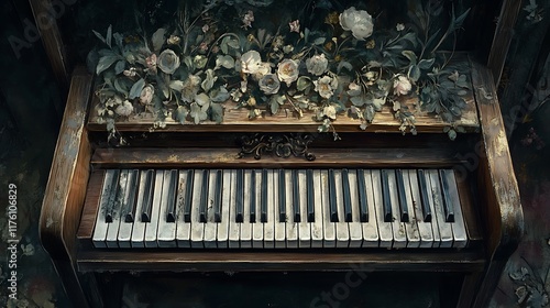 Overgrown Piano: A Digital Painting of Forgotten Melodies AI Generated