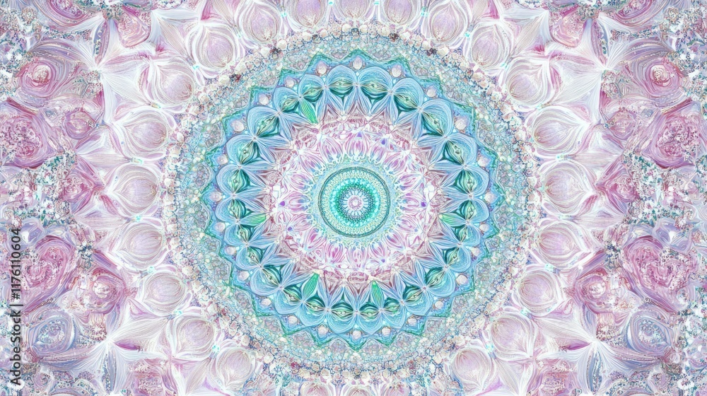 Intricate Mandala Pattern with Soft Pastel Colors and Floral Motifs for Meditative and Contemporary Art Applications Intricate Mandala Pattern with Soft Pastel Colors and Floral Motifs for Meditative and Contemporary Art Applications