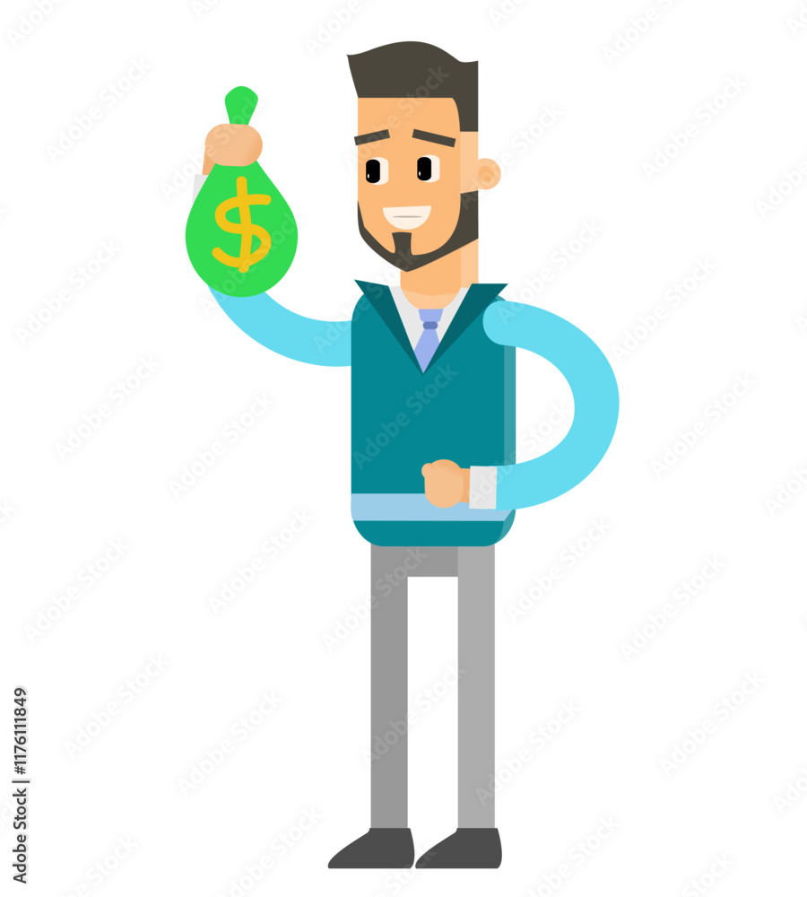 Vector illustration of a business man character, cute cartoon illustration Vector illustration of a business man character, cute cartoon illustration