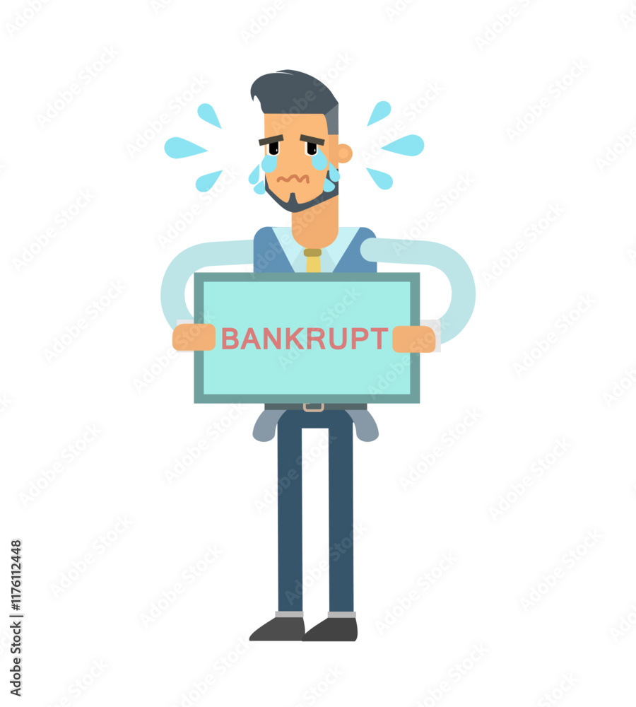 Vector illustration of a business man character with his money, cute cartoon illustration Vector illustration of a business man character with his money, cute cartoon illustration