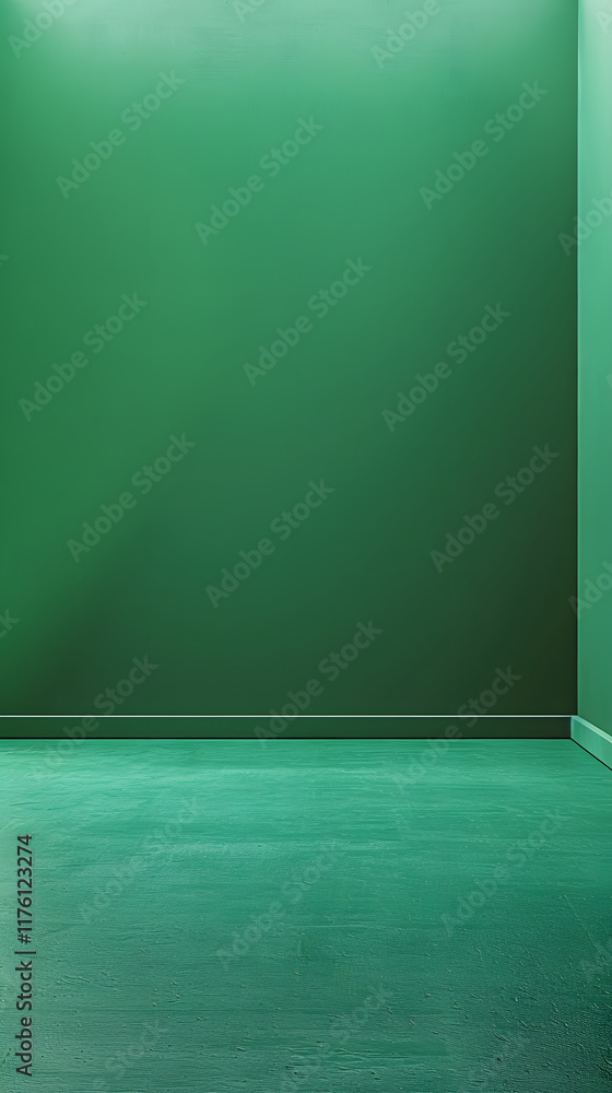 Interior Corner with Teal-Green Walls and Floor Interior Corner with Teal-Green Walls and Floor