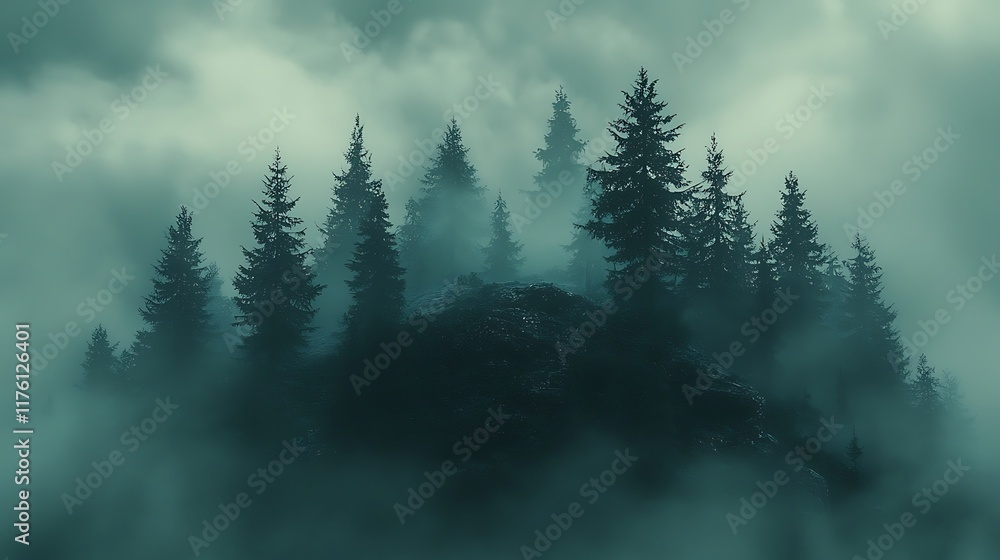Misty forest scene, nature, tranquil, atmospheric, ideal for backgrounds Misty forest scene, nature, tranquil, atmospheric, ideal for backgrounds