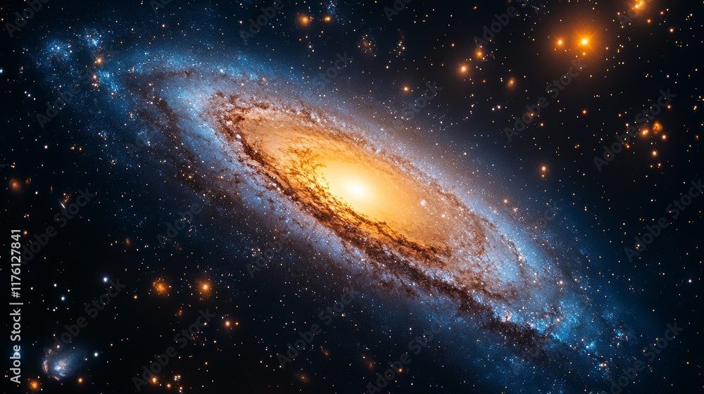 Spiral galaxy in deep space with bright core and stars. (1) Spiral galaxy in deep space with bright core and stars. (1)