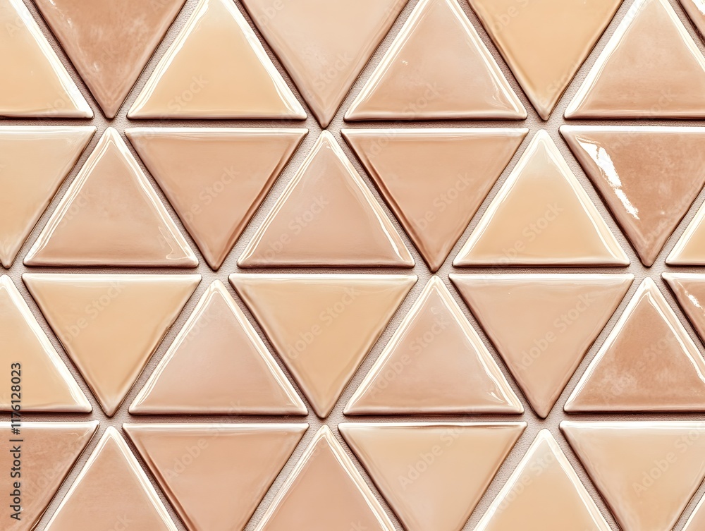 Fototapeta premium Light Brown Triangular Ceramic Tile Pattern