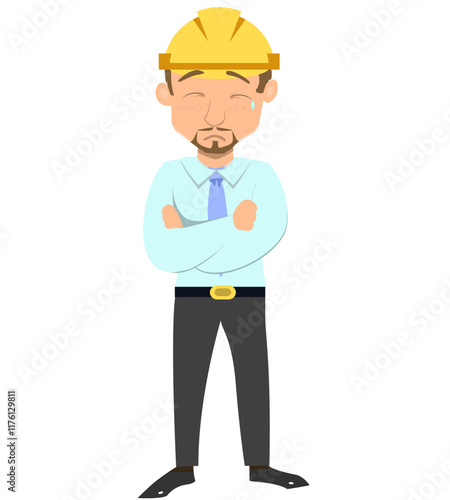 cute architect cartoon illustration, male architect cartoon character
