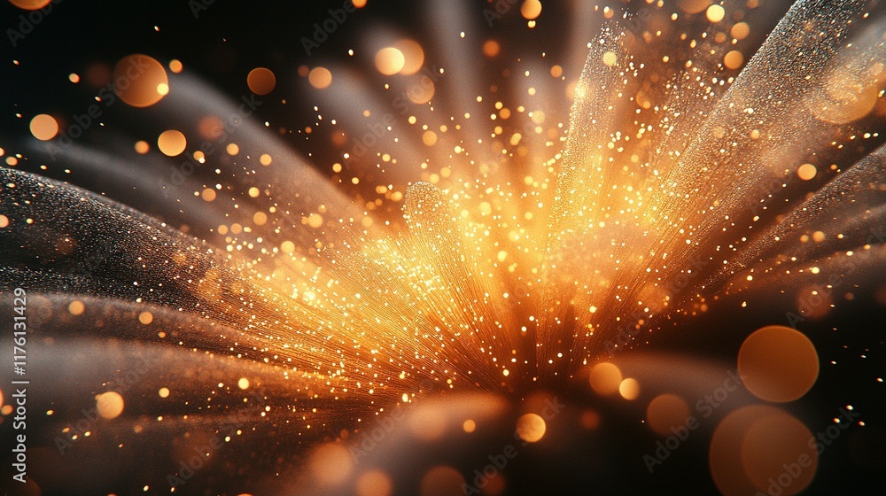 Obraz premium Golden Light Burst Abstract Sparkling Background