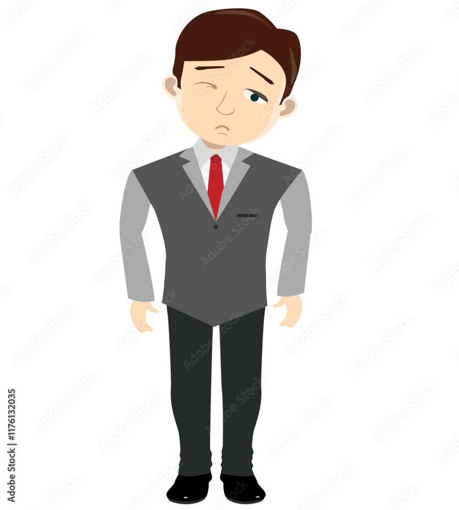 Cartoon Businessman Looking Sad and Tired Cartoon Businessman Looking Sad and Tired