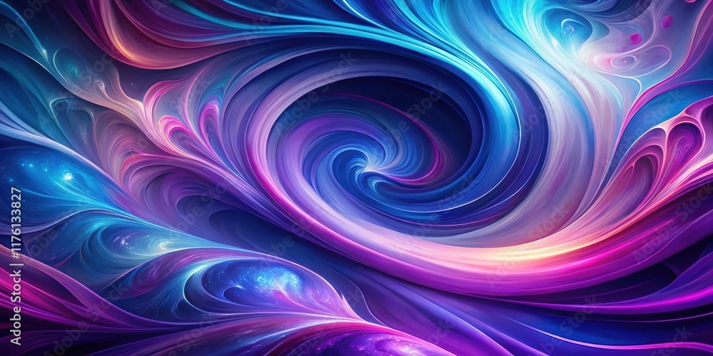 Fototapeta premium Vibrant swirls of purple and blue hues blend together in a mesmerizing abstract background, abstract art, vibrant colors