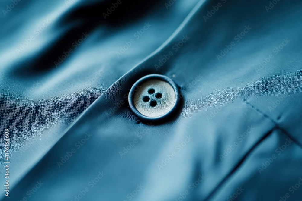 Close-up view of a dark blue fabric with a four-hole button showcasing texture and color details, emphasizing the craftsmanship and quality of the material Close-up view of a dark blue fabric with a four-hole button showcasing texture and color details, emphasizing the craftsmanship and quality of the material