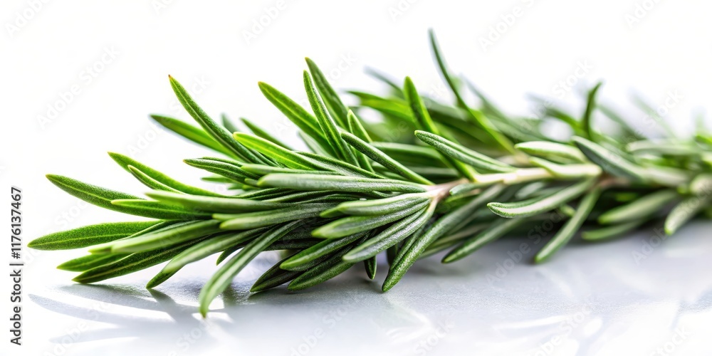Fototapeta premium Fresh rosemary leaves isolated on white background with soft light effects , isolated object