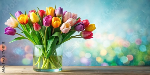Wallpaper Mural Vibrant tulip arrangement in a delicate glass vase with soft petals and slender stems, colorful, flowersarrangement Torontodigital.ca