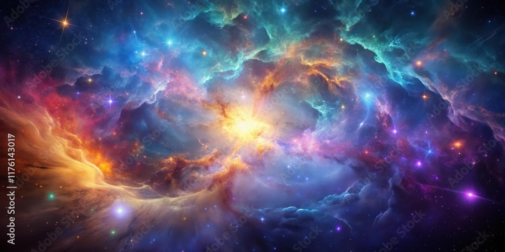 Fototapeta premium Glowing Nebula Background, Ethos, Starry Night, Ethos, Starry Night, Nebula,Astronomical, Hypnotic, Dark Sky, Galactic