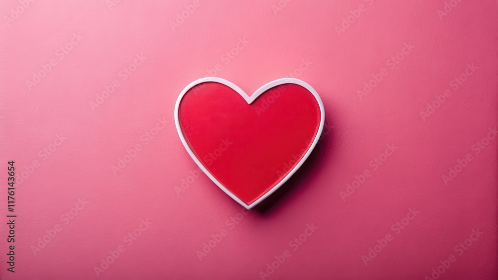 Red heart shape sticker on a pink background with a subtle gradient effect, pink background, stickers for sale Red heart shape sticker on a pink background with a subtle gradient effect, pink background, stickers for sale
