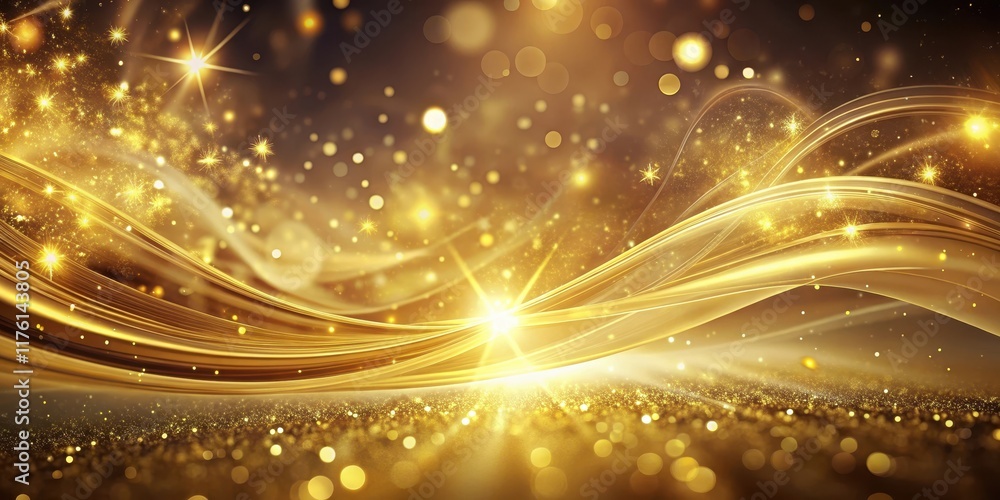 Golden sparkle abstract background with swirling shapes, sparkling decor, futuristic atmosphere Golden sparkle abstract background with swirling shapes, sparkling decor, futuristic atmosphere