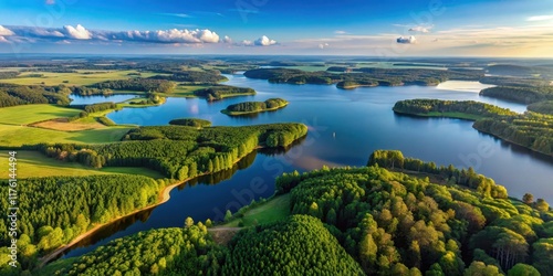 Aerial view of Mazury landscape with forests and lakes, forests, mazury landscape, forests