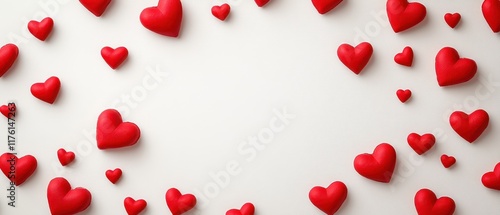 Minimalist small heart patterns arranged along the edges of the image, with a clean white space in the center for text