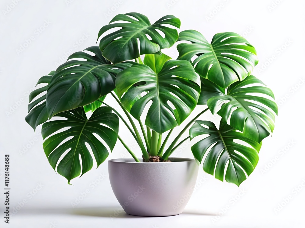 3D Rendered Monstera Plant in Pot, Minimalist Tropical Houseplant, Home Decor 3D Rendered Monstera Plant in Pot, Minimalist Tropical Houseplant, Home Decor
