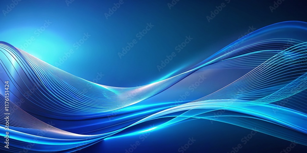 Fototapeta premium Abstract Blue Technology Background with Wavy Lines - Modern Design