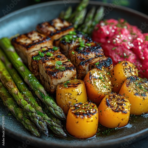 an appetizing serving  of grilled vegetables with a wide variety of selection photo