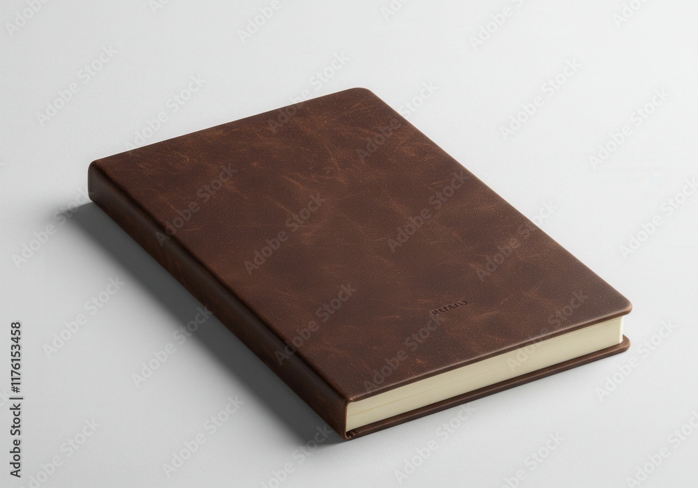 Obraz premium Vintage leather journal on light surface with elegant texture