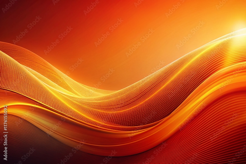Fototapeta premium Abstract Orange Gradient Wave Texture Technology Background with Copy Space