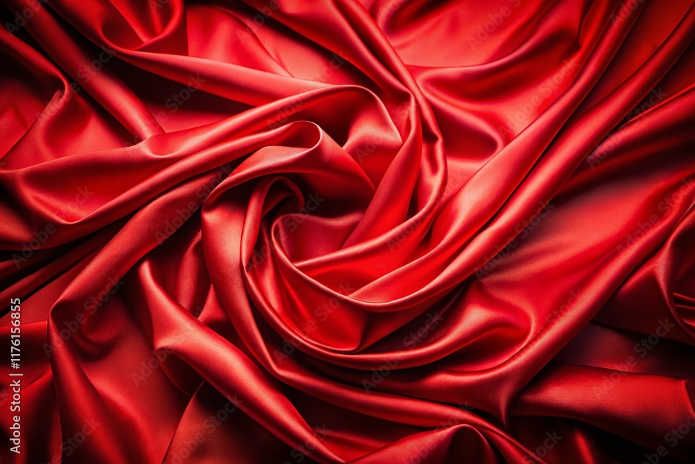 Obraz premium Abstract Red Silk Satin Curtain Background: Luxury Shiny Fabric Texture for Design