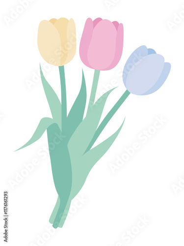 かわいいチューリップの花束のベクターイラスト
