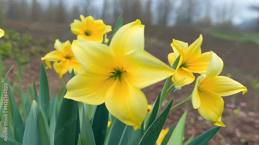 Bright narcissus flowers bloom gracefully spring garden showcasing beauty Easter nature seasonal bouquets vibrant slow motion Bright narcissus flowers bloom gracefully spring garden showcasing beauty Easter nature seasonal bouquets vibrant slow motion