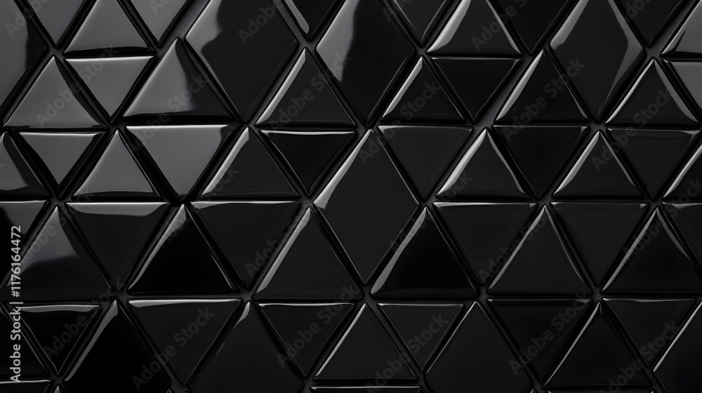 Obraz premium Tessellated Pattern of Glossy Black Triangular Tiles