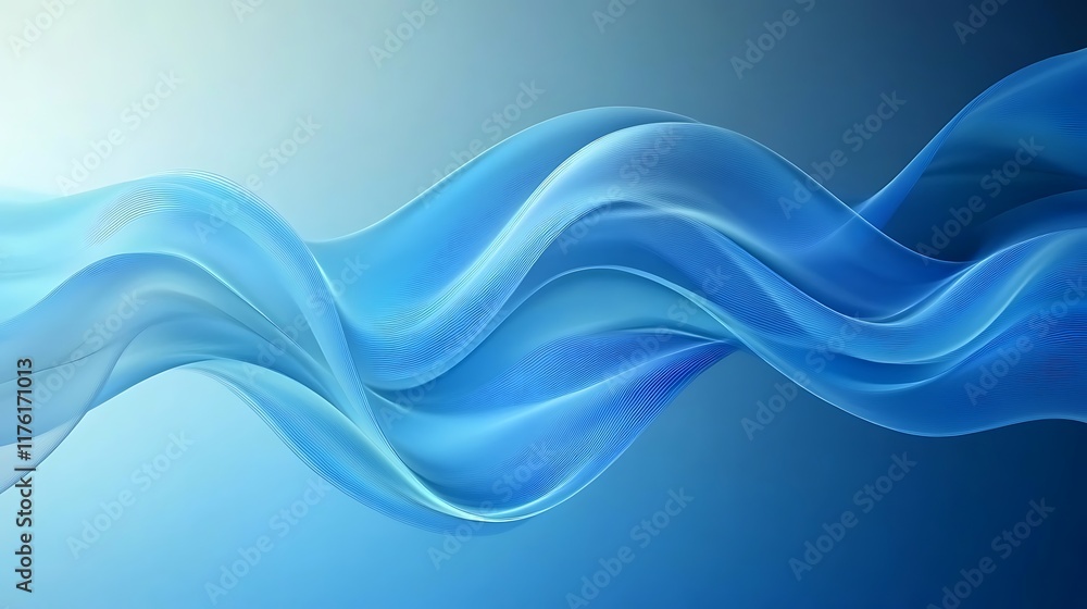 Obraz premium Flowing blue 3D abstract elements swirling against a dynamic gradient background