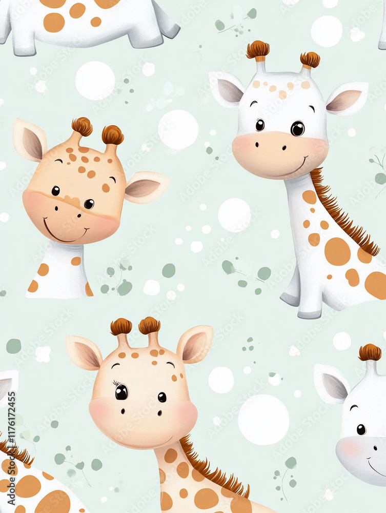 Obraz premium Adorable giraffes seamless pattern.