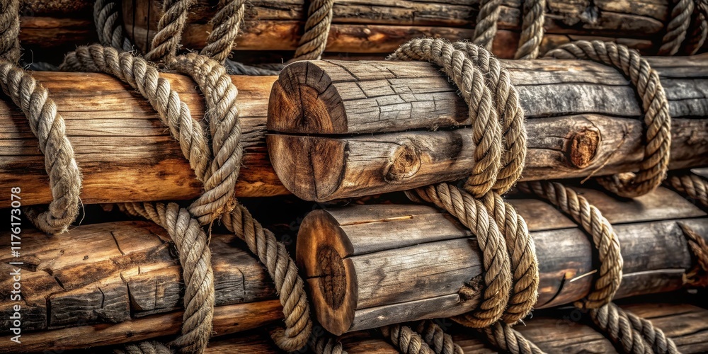 A symphony of weathered wood and tightly woven rope, a testament to strength and resilience, bound together by time. A symphony of weathered wood and tightly woven rope, a testament to strength and resilience, bound together by time.