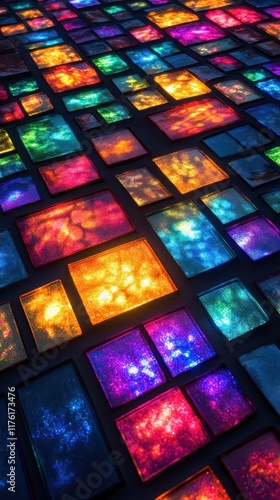 Wallpaper Mural An abstract visually captivating background featuring a vibrant kaleidoscopic mosaic of multicolored geometric patterns stained glass textures and luminous digital art effects Torontodigital.ca