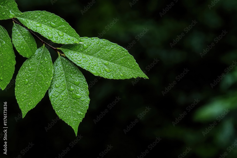 Green leaves with vibrant texture in a lush forest setting Green leaves with vibrant texture in a lush forest setting