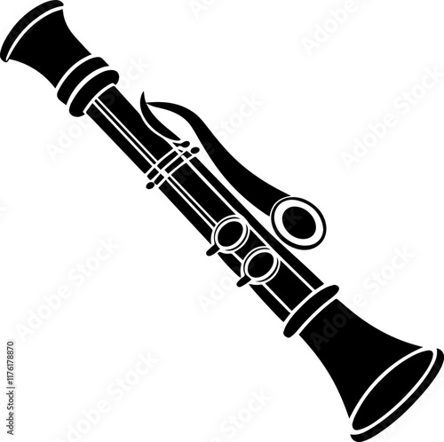 Black and White Silhouette of an English Horn, vector illustration 