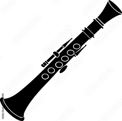 Black and White Silhouette of an English Horn, vector illustration 